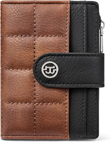Vista 15 de BOSTANTEN - Cartera pequeña para mujer de cuero con bloqueo RFID, tarjetero plegable compacto con cremallera y bolsillo para monedas, Pequeña Beige