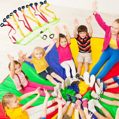 Vista 7 de Kajaia Cuerda de seguridad para niños con 14 asas, cuerda de seguridad ajustable colorida para exteriores para preescolar, guardería, guardería