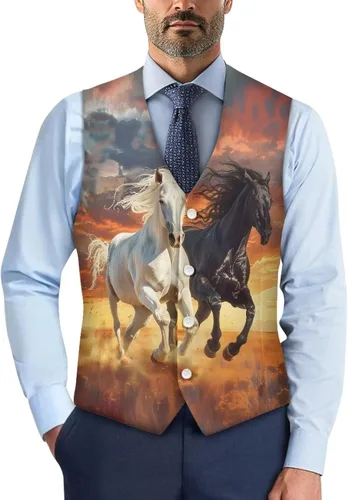 Vista 16 de TODIYADDU Chaleco de cuello en V para hombre, chaquetas de traje sin mangas Maple Leaf