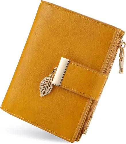Vista 15 de yiijay Billetera pequeña para mujer, con bloqueo RFID, de piel, plegable, tarjetero para tarjetas de crédito para mujeres, cartera compacta