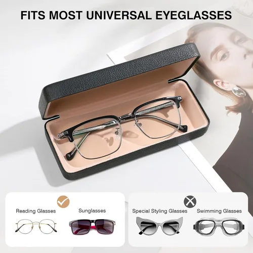 Vista 3 de Marvolia Estuche rígido para lentes de sol, funda protectora de piel sintética para lentes de sol