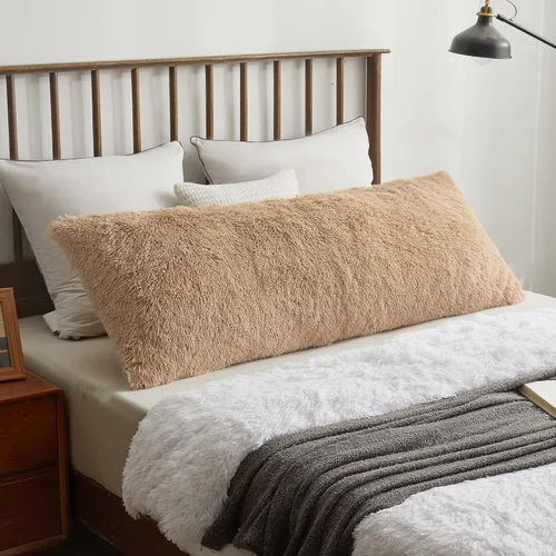 Vista 15 de XeGe Funda de Almohada Corporal de Felpa Suave, 20x54 Funda de Almohada Corporal Grande y Esponjosa, Boho de Piel Sintética Difusa Funda de Almohada