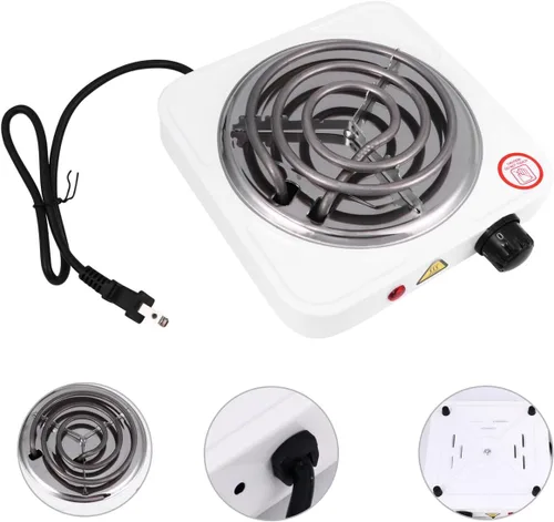 Vista 4 de Estufa eléctrica portátil de un solo quemador con control de temperatura ajustable, placa de calefacción de bobina eficiente, placa de calefacción