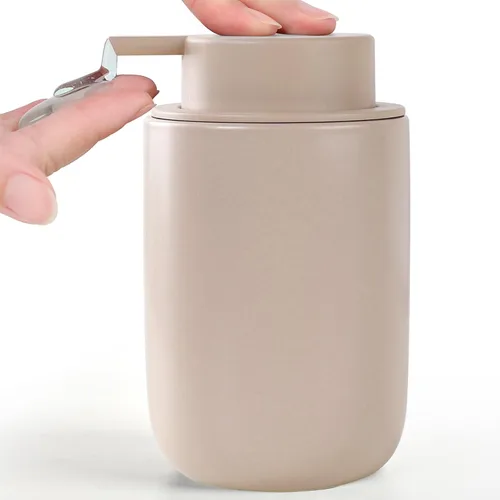 Vista 15 de BosilunLife Dispensador de jabón de espuma – Dispensador de espuma de cerámica para lavado de manos para baño, dispensador de jabón pequeño moderno