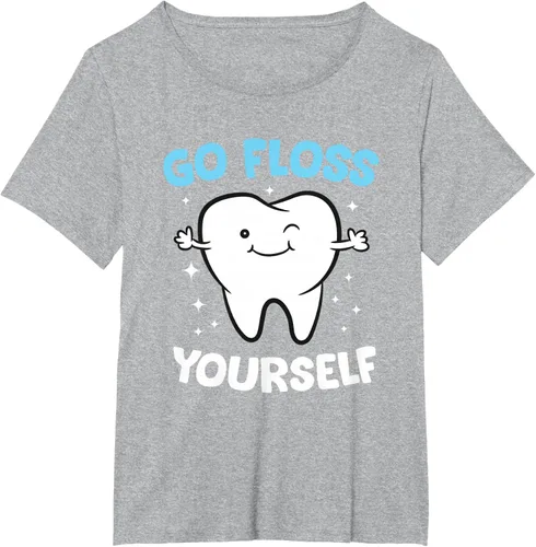 Vista 72 de Camiseta higienista dental, asistente dental, Go Floss Yourself dentista, Negro, S