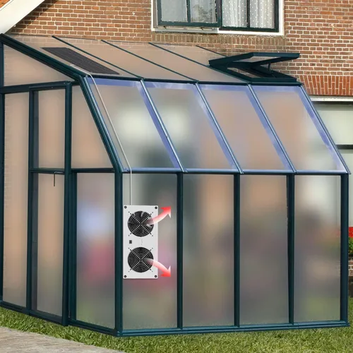 Vista 2 de AntPay Ventilador elevador de panel solar con cable de 11 pies/11.8 ft para espacio de gateo, invernaderos, gallineros pequeños, cobertizos, espacio