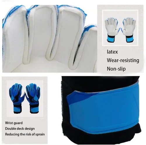 Vista 4 de Guantes de portero de portero de fútbol para deportes al aire libre, protectores de dedos, talla 5-7, unisex, niños y jóvenes