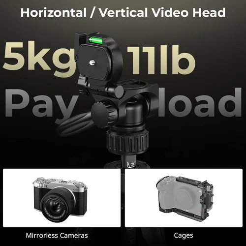 Vista 6 de SmallRig Soporte de trípode para cámara de 71" AP-21, trípode de viaje para iPhone y cámara para Canon para Nikon con soporte para teléfono y bolsa