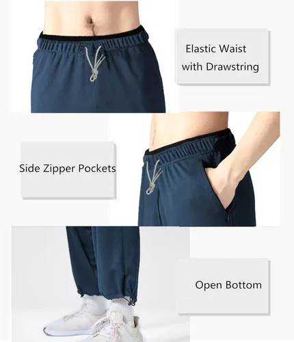 Vista 15 de Pantalones deportivos para hombre con bolsillos con cremallera, pantalones deportivos ligeros, pantalones de entrenamiento holgados atléticos