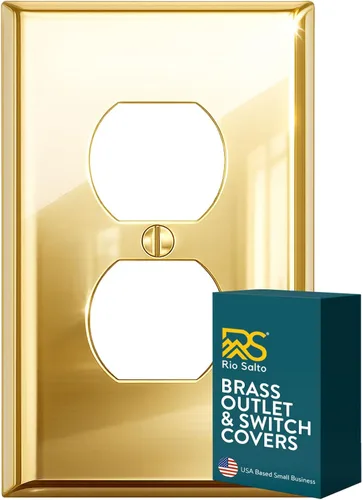 Vista 33 de Rio Salto BRASS Signature Collection MIDSIZE - Placa de pared de metal dorado para interruptor de luz o cubierta de tomacorriente, placa de pared