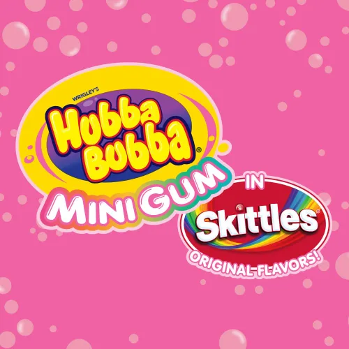 Vista 4 de HUBBA BUBBA Minis SKITTLES Paquetes de Chicle de Globo Saborizado Sin Azúcar, Chicle a Granel Paquete de 6 (240 Piezas)