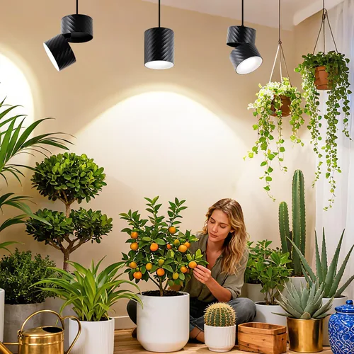 Vista 8 de Lámpara colgante de crecimiento de plantas de interior, espectro completo de 25 W, lámpara de planta de ángulo ajustable, adecuada para iluminación