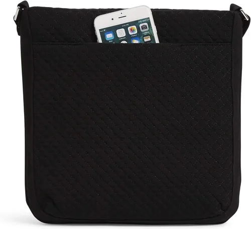 Vista 2 de Vera Bradley Bolso cruzado hipster de microfibra con triple cremallera para mujer, Negro clásico