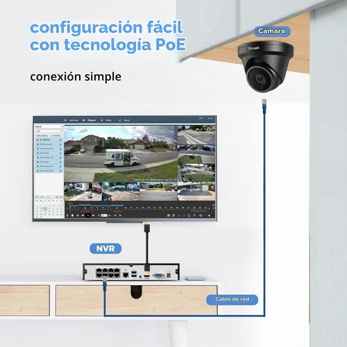 Vista 2 de Sistemas de cámaras de seguridad 4K 8CH con disco duro de 2 TB Negro