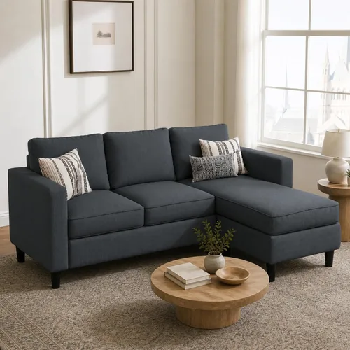Vista 8 de Nuturelly Modern Convertible Sectional Sofa Couch with Reversible Chaise, 3-Seater L-Shaped Small Space Couch for Living Room, Apartment & Office
