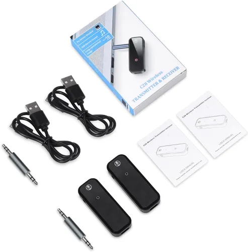 Vista 8 de Paquete de 2 adaptadores Bluetooth Aux para coche, receptor transmisor Bluetooth 5.3 2 en 1 para auriculares, altavoz de audio para el hogar