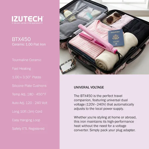 Vista 8 de IZUTECH BTX450 One Inch Styler Algodón Rosa