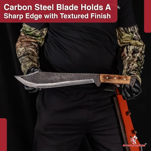 Vista 7 de Armory Replicas™ Into the Wild Full Tang High Carbon Steel Machete with Sheesham Handle & Leather Sheath