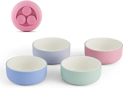 Vista 22 de Elk and Friends Cuencos de porcelana para niños con manga de silicona Alimentación para niños/niños pequeños/bebés Apto para microondas