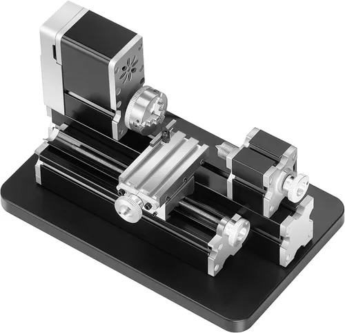Vista 9 de VEVOR - Mini torno de metal didáctico, 7 x 13 cm, torno de metal de 36 W, velocidad de 20,000 RPM, con portabrocas de 3 mandíbulas, rueda manual