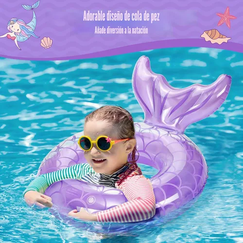 Vista 2 de MoKo Pool Floats, Mermaid Inflatable Swim Tubes Floaties Morado