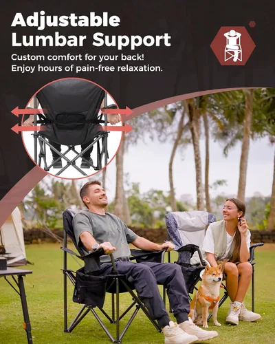 Vista 6 de KingCamp Silla plegable de gran tamaño, resistente 450 libras con mesa plegable de bambú, mesa de picnic portátil con bolsa de transporte