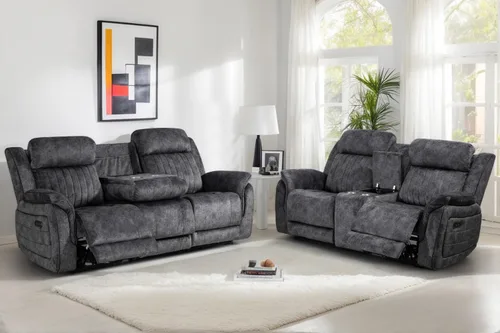 Vista 15 de Sofá reclinable eléctrico con gravedad cero, sillón reclinable eléctrico con reposacabezas ajustable, carga inalámbrica, puertos USB/C, sofá Azul