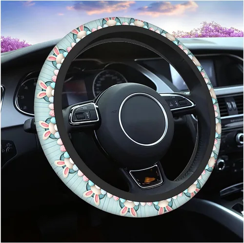 Vista 25 de Swono Fundas de volante de neopreno antideslizantes con diseño de fantasmas lindos y divertidos fantasmas bailarines de Halloween, agarre cómodo