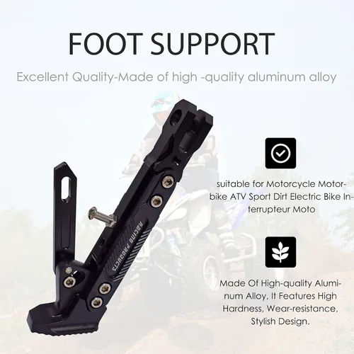 Vista 5 de CNC motocicleta lateral ajustable estacionamiento pie soporte aleación aluminio moto lados Kickstand para scooter eléctrico Dit Pit Bike