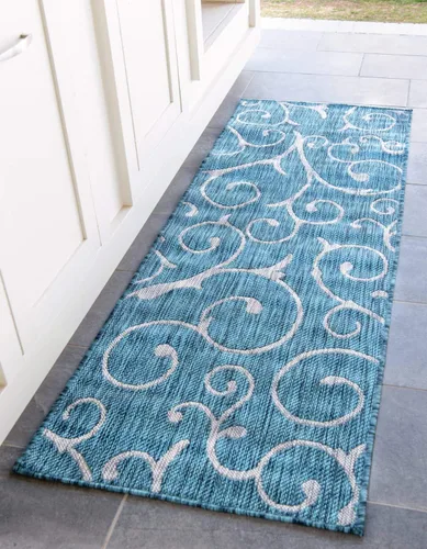 Vista 20 de Unique Loom Outdoor Botanical Collection - Alfombra rizada, 4 pies 1 pulgada x 6 pies 1 pulgada, rectangular, azul/marfil