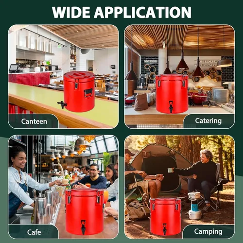 Vista 8 de Dispensador de bebidas aislado de 8 galones, dispensador comercial de bebidas frías y calientes con interior de acero inoxidable 304 y boquilla