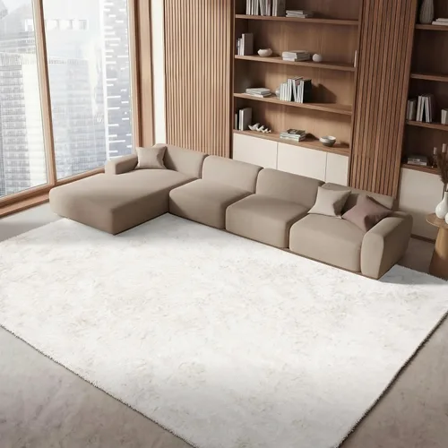 Vista 24 de SAFAVIEH Ocean Shag Collection - Alfombra decorativa, 2 x 3 pies, marfil, hecha a mano, sólida, 2.4 pulgadas de grosor, ideal para zonas de alto