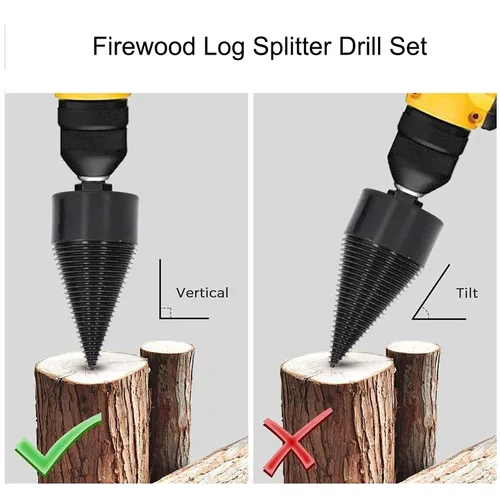 Vista 5 de Wood Splitter Drill Bits, Easy Log Splitting Drill Bits Firewood Log Splitter Bit Set Wood Splitting Wedge Tools Compatible with Hand or Electric