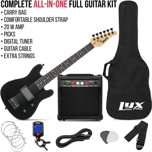 Vista 2 de LyxPro Guitarra eléctrica de 30 pulgadas y kit de iniciación para niños con guitarra para principiantes de tamaño 3/4, amplificador, seis cuerdas