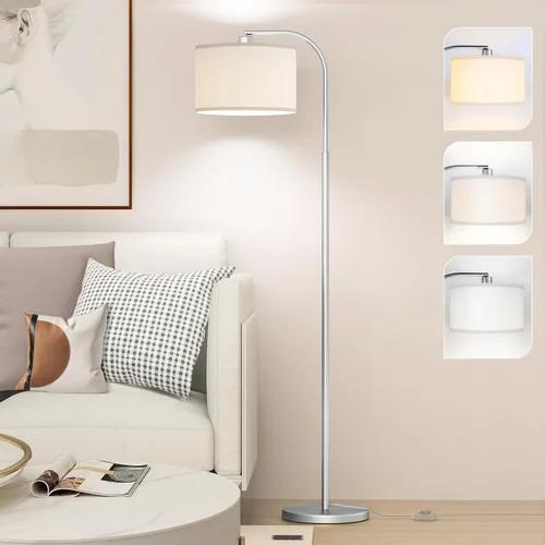 Vista 7 de Lámparas de pie de arco para sala de estar con 3 temperaturas de color, lámpara de pie moderna para leer con bombilla de 9 W incluida, lámpara