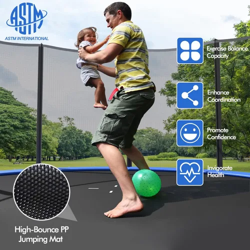 Vista 6 de Goplus Trampolín de 8 pies, 10 pies, 12 pies, 14 pies, 15 pies, 16 pies, aprobado por ASTM, resistente a la intemperie, trampolines recreativos
