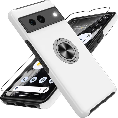 Vista 9 de para Pixel 7 Funda con protector de pantalla HD, a prueba de golpes para Google Pixel 7 Funda de teléfono con soporte magnético de anillo de 360°
