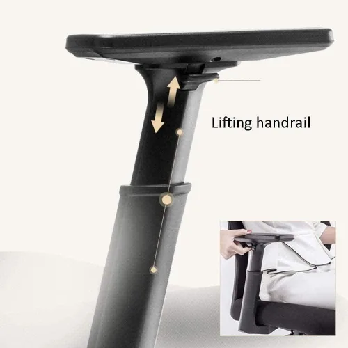 Vista 5 de Silla de oficina ergonómica con soporte lumbar, reposabrazos ajustables, altura ajustable, color negro