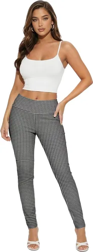 Vista 20 de Hybrid & Company Pantalón elástico súper cómodo con cintura elástica completa, de sarga milenaria 10571-Negro Blanco