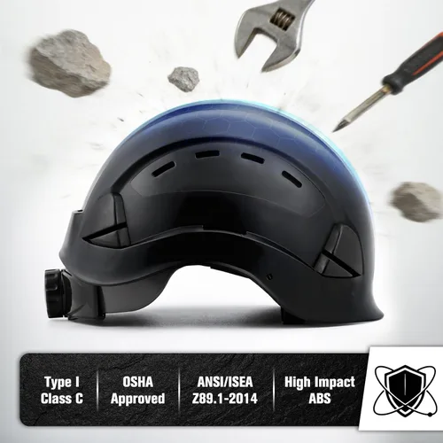 Vista 2 de Hard Hat, OSHA Approved Safety Helmet, Cascos De Construccion, Vented Hardhat, 6 Point Suspension Adjustable Ratchet,Construction Forestry Aborist