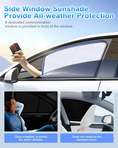 Vista 4 de Persianas ultragruesas para Tesla Model Y 2020-2024 (no aptas para junior), accesorios para el modelo Y, cubierta de ventana lateral, ventanilla