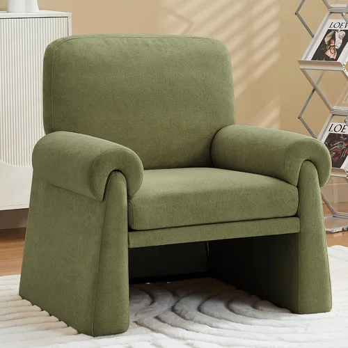 Vista 13 de Silla decorativa de gran tamaño, cómodas sillas de sala de estar, sofá individual con cojín grueso y reposabrazos, sillón tapizado para sala de Beige