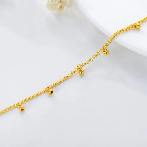 Vista 4 de SISGEM 18K Real Gold Women Bracelet, Yellow Gold Diamond Cut Balls Bracelet Italian Mesh Link Chain Bracelet Jewelry Giftd for Her, Wife, Mom, 6.5