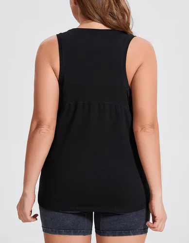 Vista 2 de sissycos Camisetas deportivas sin mangas con espalda cruzada para mujer, ajuste holgado Negro