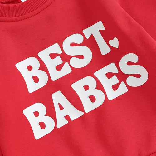 Vista 90 de Traje de San Valentín para bebé, niña, niño, traje de San Valentín, sudadera de manga larga con estampado de corazón
