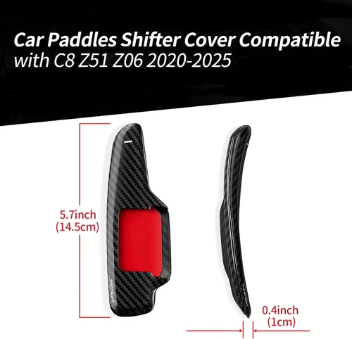 Vista 3 de Cubierta de palanca de cambios de fibra de carbono compatible con Corvette Negro