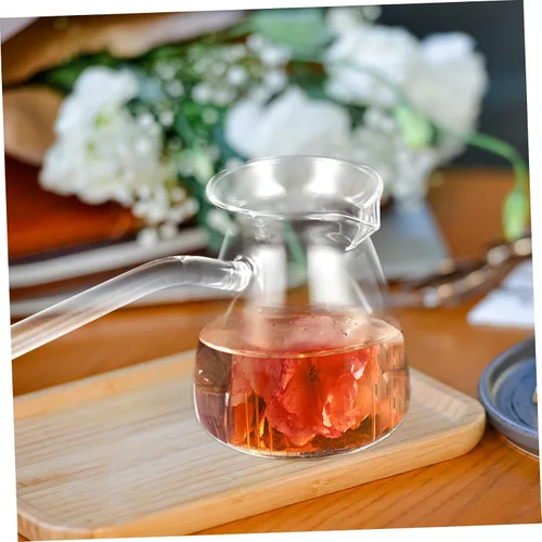 Vista 6 de Healeved Tetera de cristal elegante de la resistencia al calor del pote 15.2 fl oz de café preparado a mano para el hogar