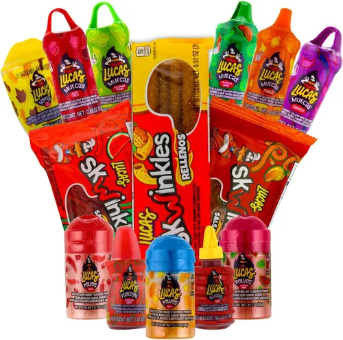 Vista 2 de Mezcla de dulces mexicanos Lucas (14 unidades) Variedad de agrios, dulces, picantes, incluye Lucas Skwinkles, Pelucas, Lucas Muecas, Baby Lucas