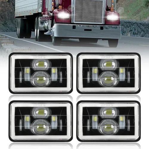 Vista 11 de CO LIGHT 2 faros delanteros LED de 4 x 6, haz sellado alto/bajo aprobado por DOT, señal de giro DRL blanca y ámbar, repuesto H4651 H4652 H4656 H4666