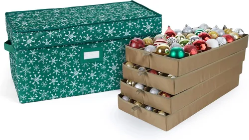 Vista 16 de Covermates Keepsakes – Caja de almacenamiento ajustable de 72 piezas – Capacidad para adornos de 4 pulgadas – Resistente – Asas – apilables